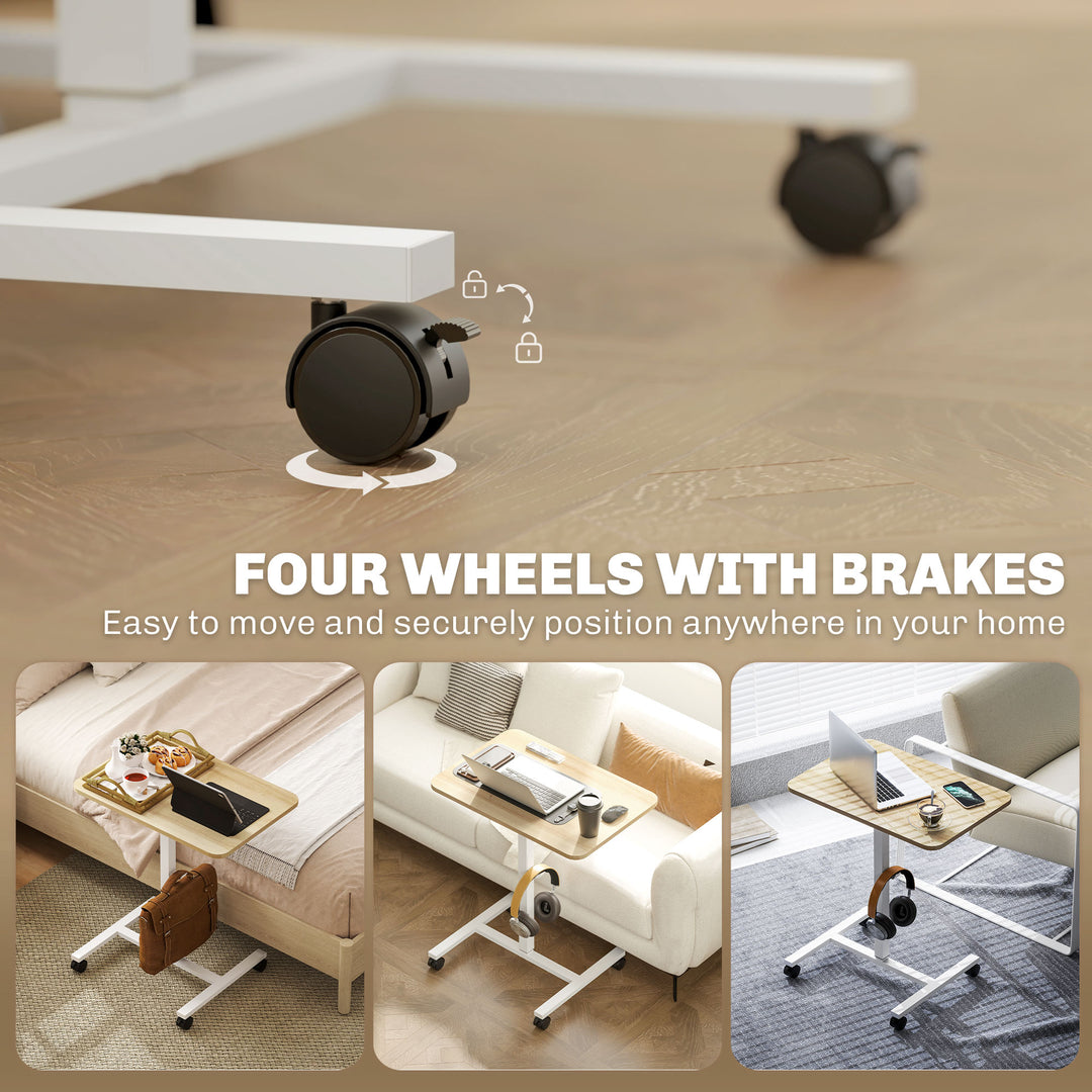 75-115cm Manual Adjustable Sit-To-Stand Desk - White/Wood-Effect