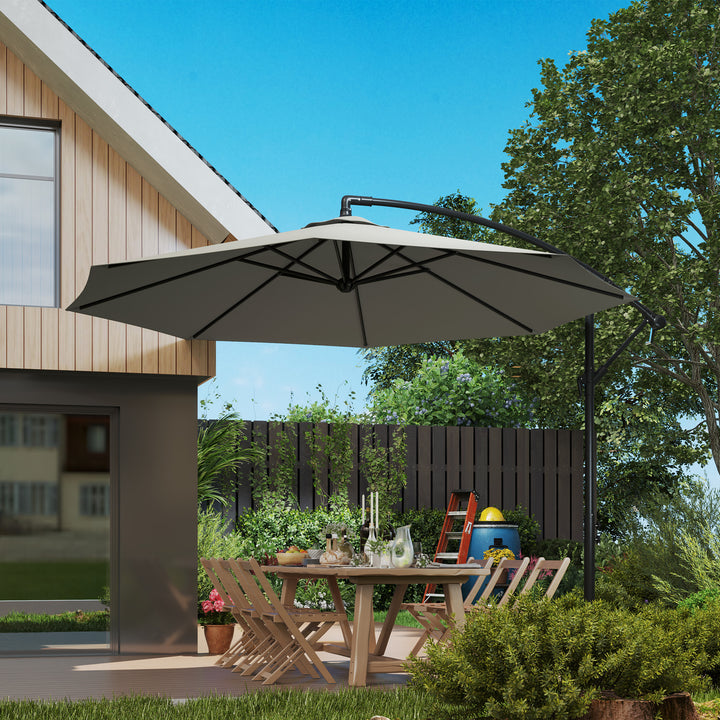 3m Overhanging Cantilever Parasol, with Cross Base - Light Grey