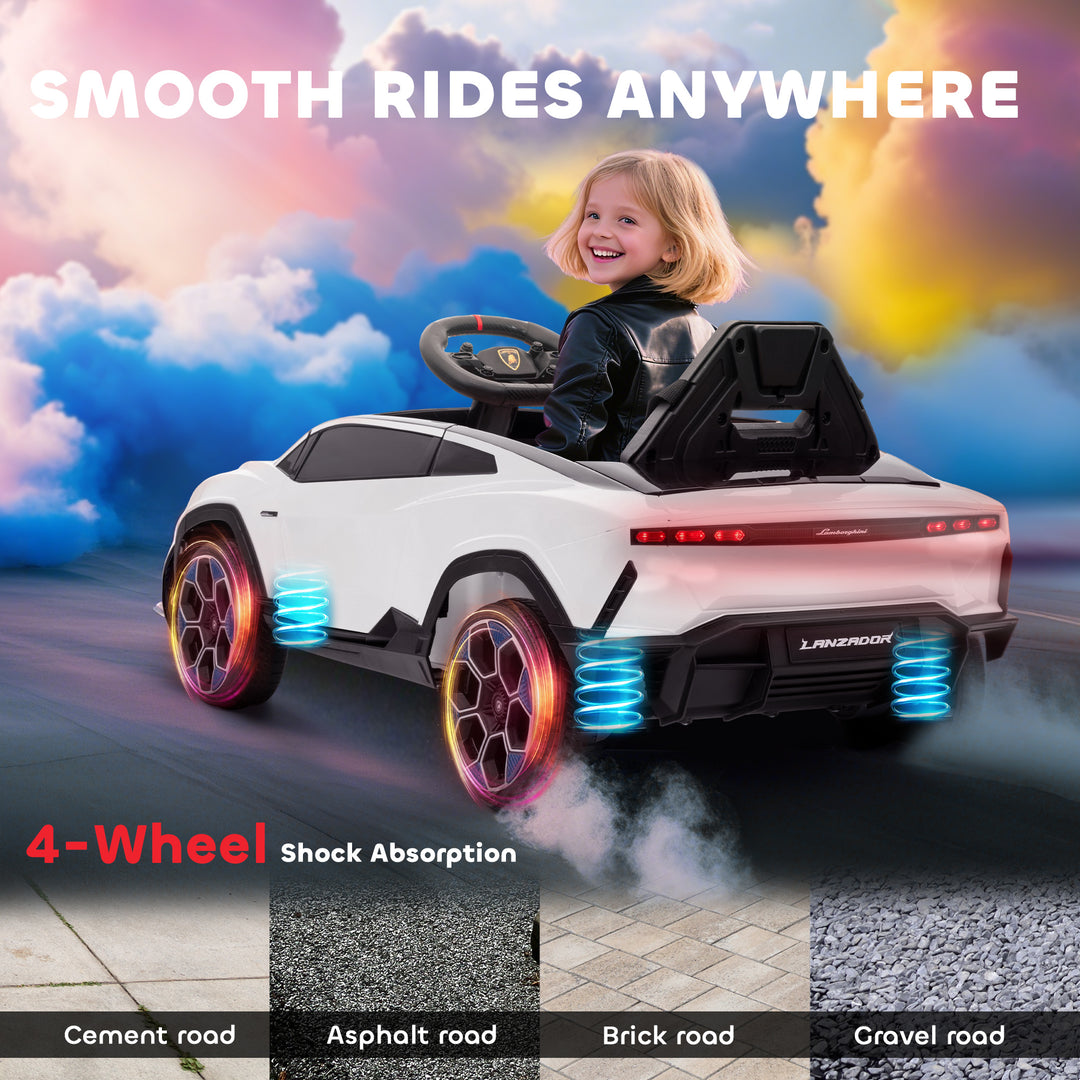 MCL 12V Licensed Lamborghini Electric Cars for Kids, Ride On Car with Remote Control for 3-6 Years Old, White