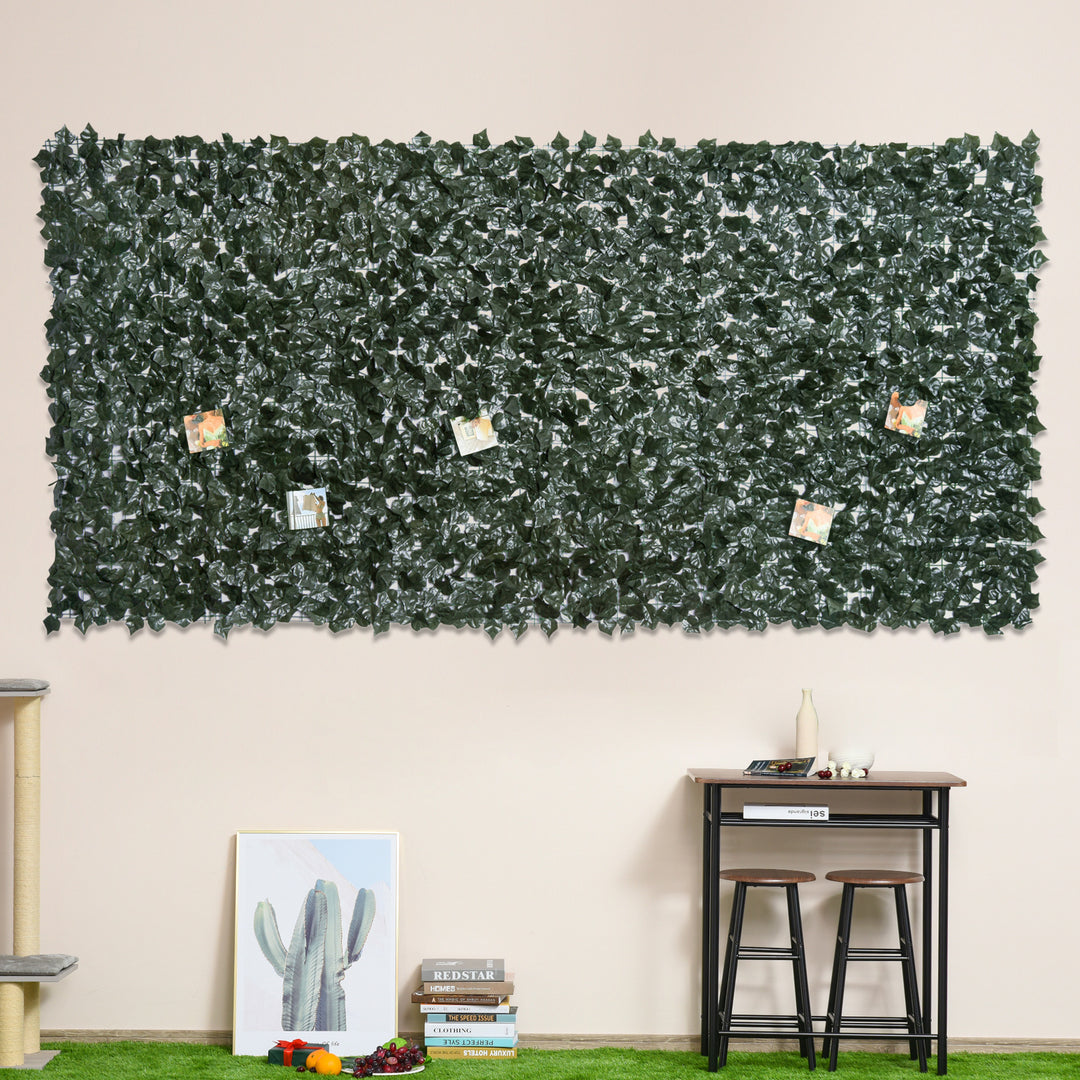 2-Piece Artificial Leaf Hedge Screen Privacy Fence Panel for Garden Outdoor Indoor Decor, Dark Green, 3M x 1.5M