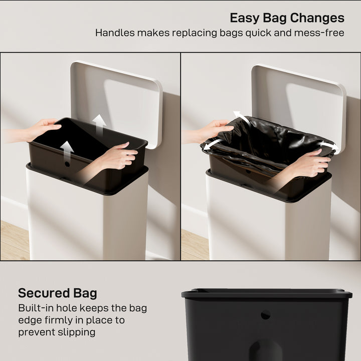 MCL 20L Kitchen Bin with Soft-Close Lid and Stay-Open Function, Pedal Bin with Removable Inner Bucket for Kitchen, Office, Home, Cream