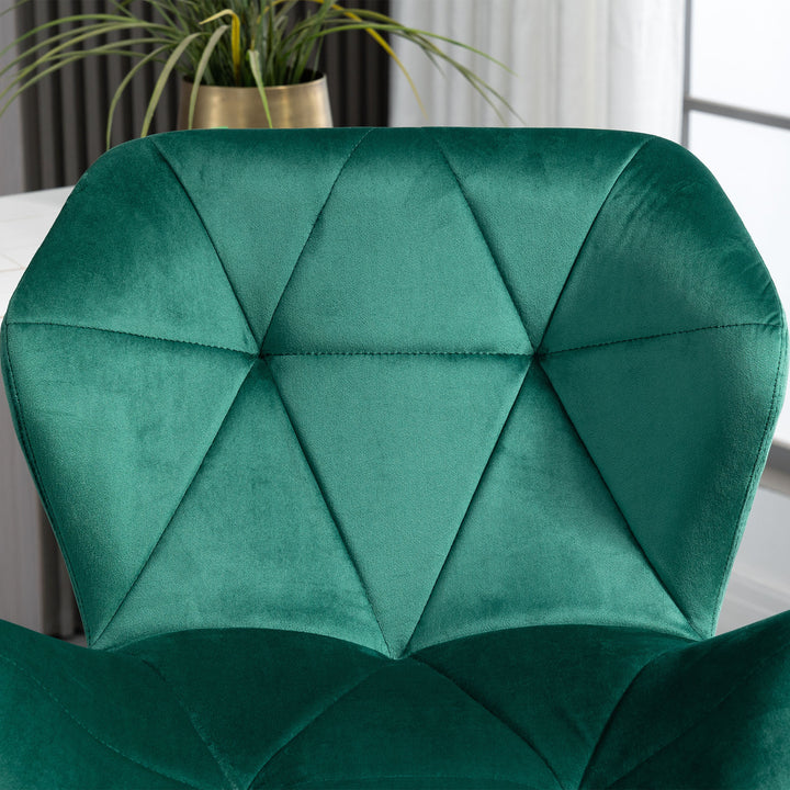 Bar Stools Set Of 2, Velvet-Touch Barstools with Metal Frame Footrest and Adjustable Height, Green