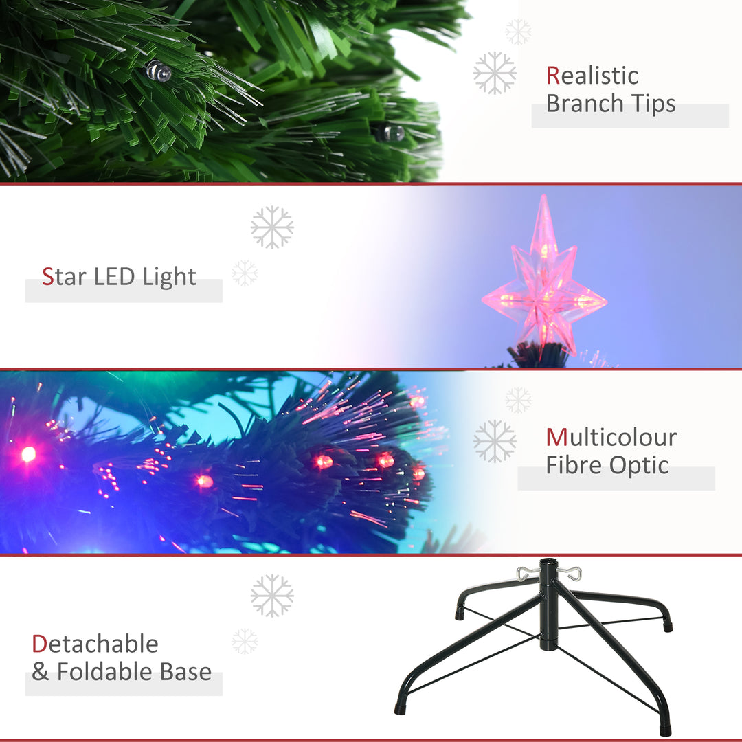 HOMCOM 5ft 150cm Green Fibre Optic Artificial Christmas Tree-Multi | Aosom UK