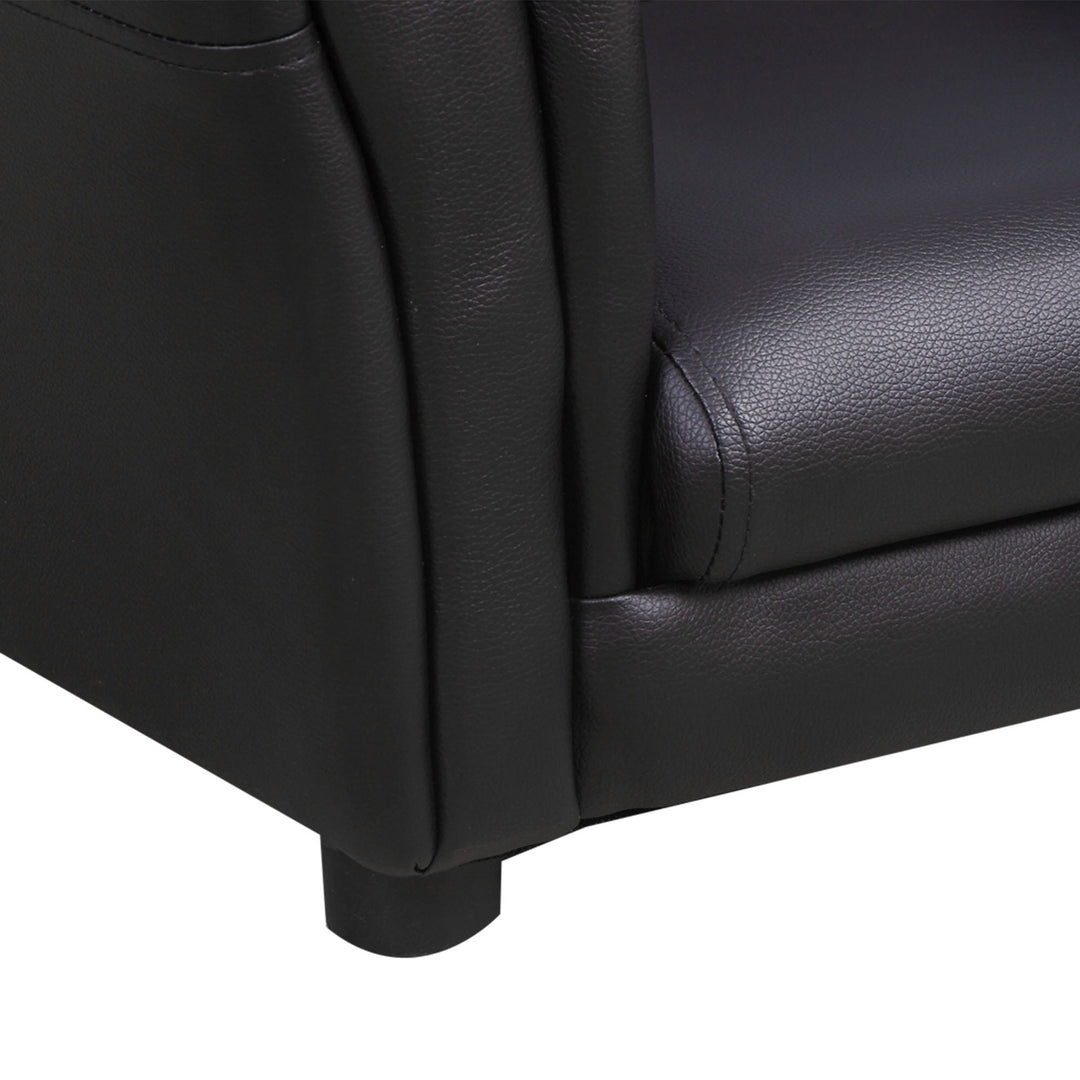 Toddler Chair Single Seater Kids Sofa Set, 54 x 42 x 41cm, Kids Sofa with Stool, Black