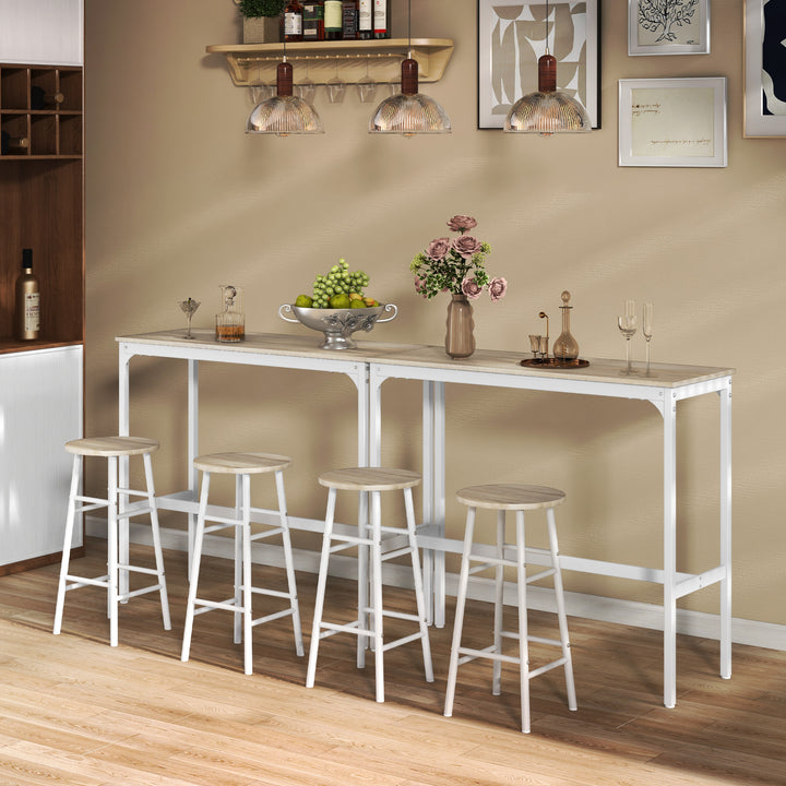 3 Piece Bar Table Set with 2 Stools, Industrial Bar Table and Stool, D