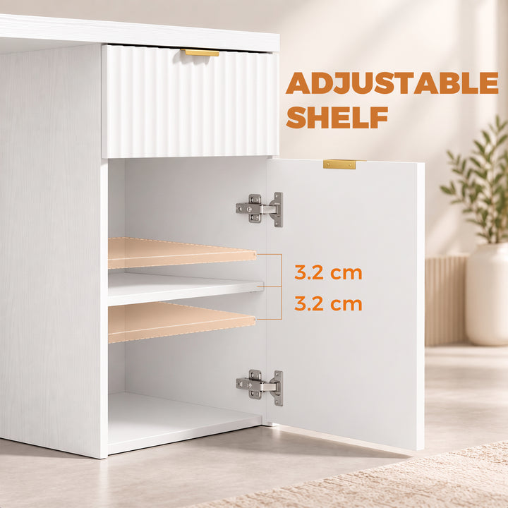 Computer Desk with Drawer, 120 cm Reversible Office Desk, Cabinet - view 6