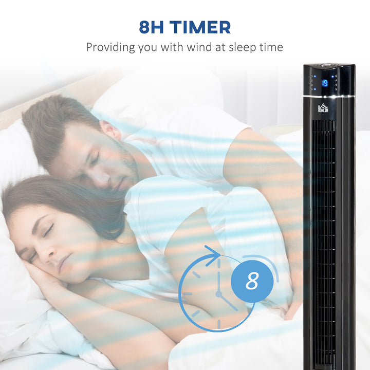 42" Anion Tower Fan Cooling for Bedroom with 3 Speed, 3 Modes, 8h Timer, Oscillating, LED Panel, Remote Controller, Black