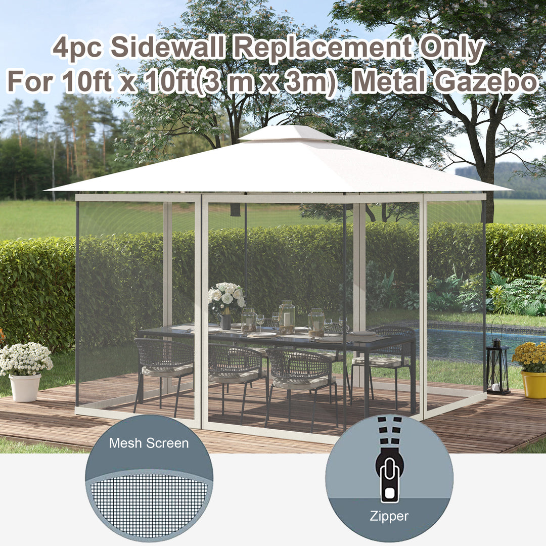 302 x 207cm Universal Replacement Mesh Sidewall Netting for Gazebos and Canopy Tents, (Sidewall Only) White