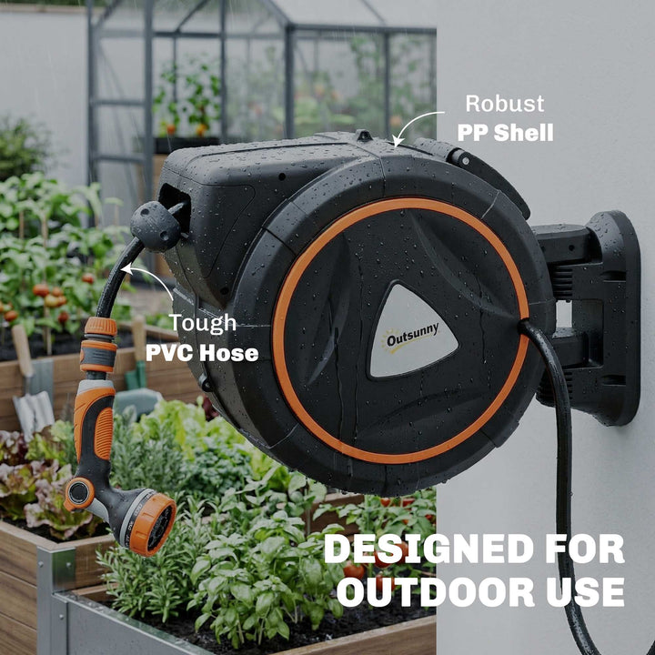28+2m Retractable Hose Reel Wall Mounted with Auto Retraction, Self-Lo