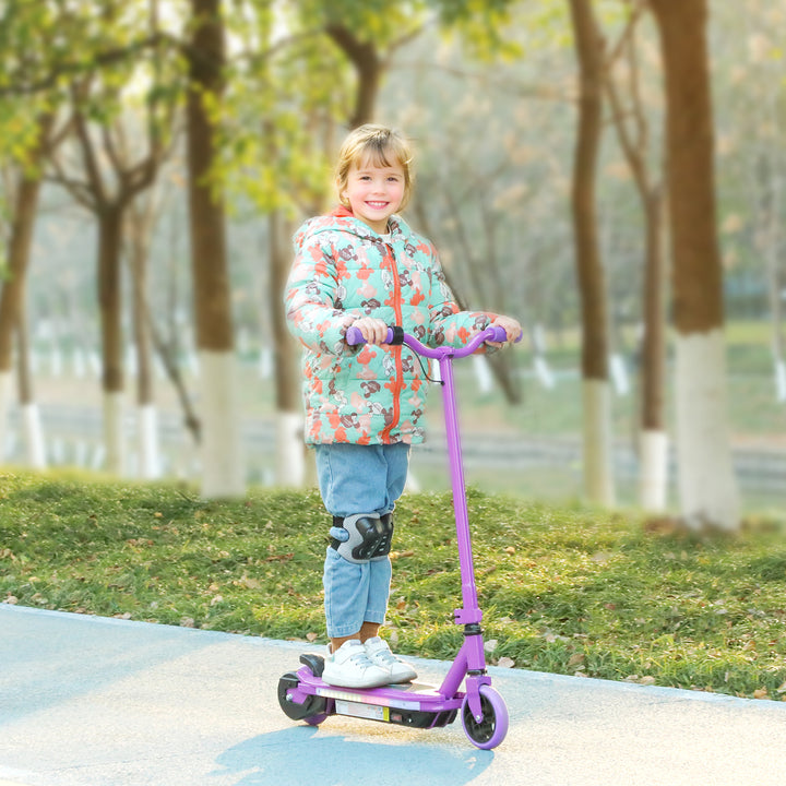 Electric Scooter for Ages 6-14, with Colourful Light and Electric Brake, Electric Scooter E Scooter, Up to 10 KM/H & 8 KM, Purple