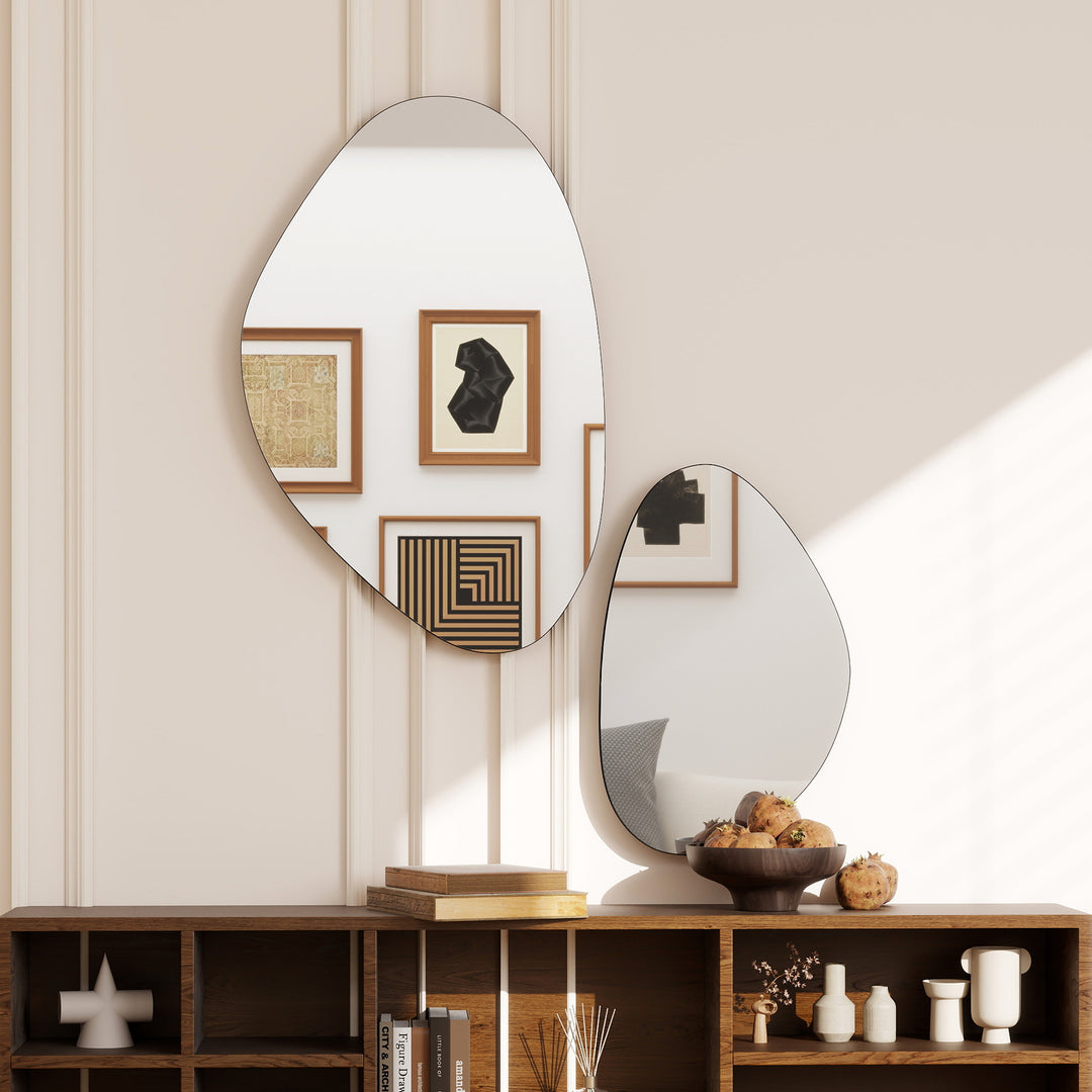 Set of 2 Pebble-Shaped Wall Mirror
