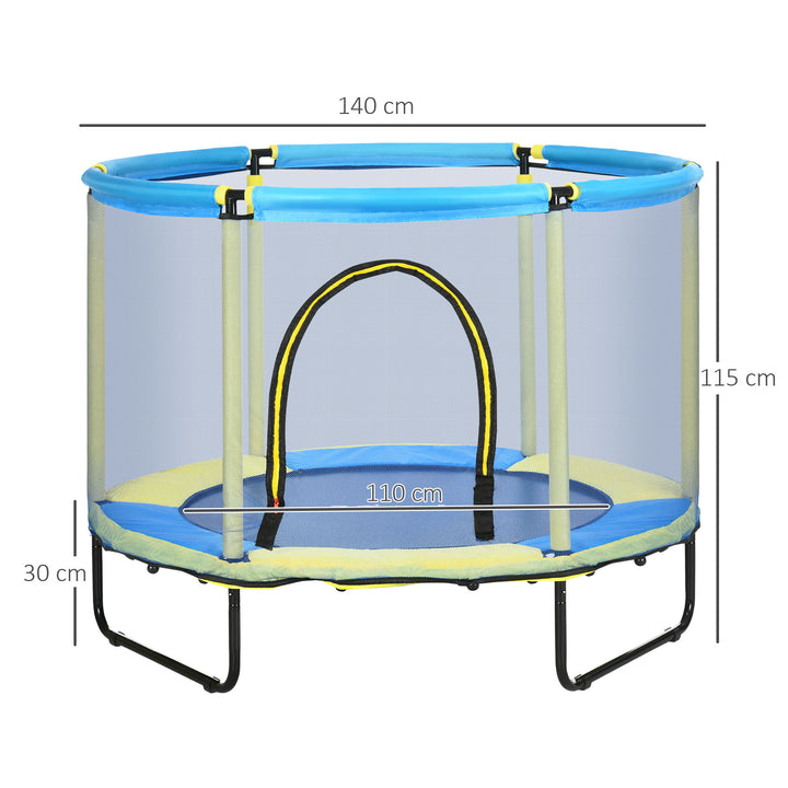 ZONEKIZ 140 cm Kids Trampoline Indoor Bouncer Jumper with Security Enclosure Net, Bungee Gym for Children 1-6 Years Old, Blue