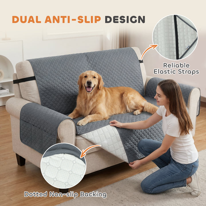 Waterproof Sofa Cover 2 Seater, Soft Couch Cover for Dogs Cats Pets, N