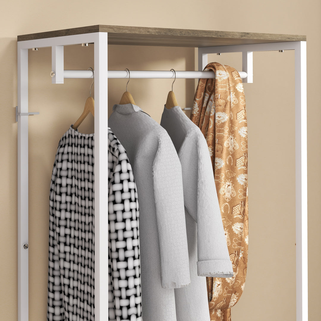 HOMCOM Hallway Coat Rack and Shoe Bench Tree - Grey | Aosom UK