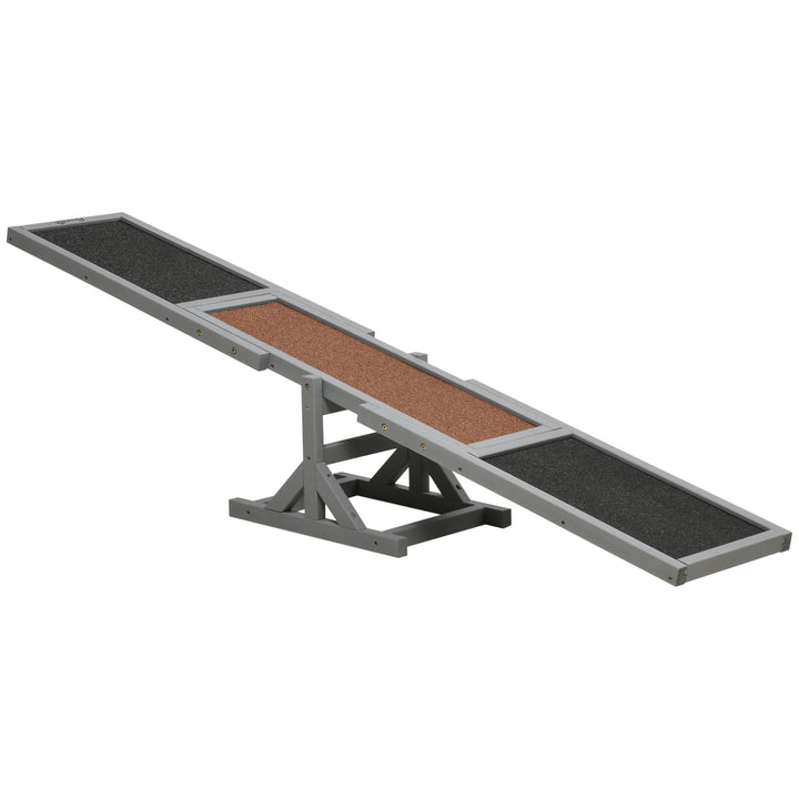 Wooden Pet Seesaw for Big Dogs, Dog Agility Equipment with Anti-Slip Surface - Grey