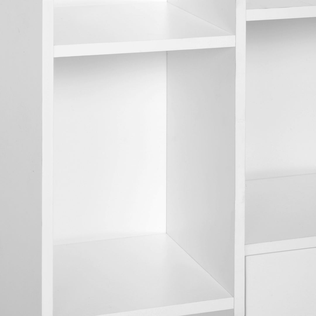 Sideboard Storage Cabinet Cupboard, Open Bookcase with 2 Doors 5 Compartments Wooden Modern Style for Living Room Bedroom Kitchen 80 x 23 x 123 cm, White