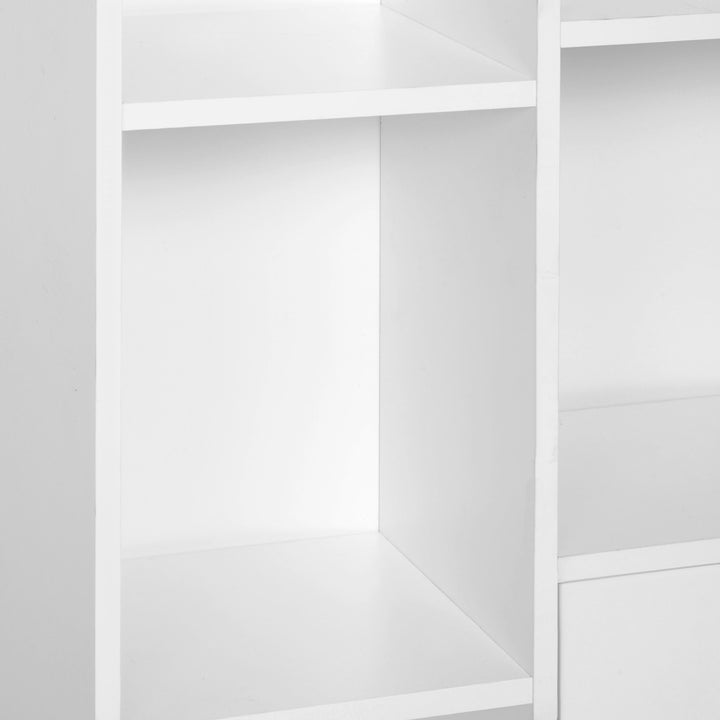 Sideboard Storage Cabinet Cupboard, Open Bookcase with 2 Doors 5 Compartments Wooden Modern Style for Living Room Bedroom Kitchen 80 x 23 x 123 cm, White