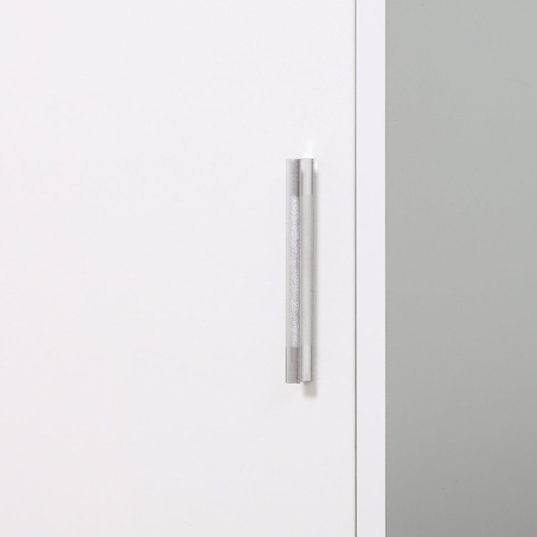 Tall Bathroom Cabinet with Mirror and Adjustable Shelf - White