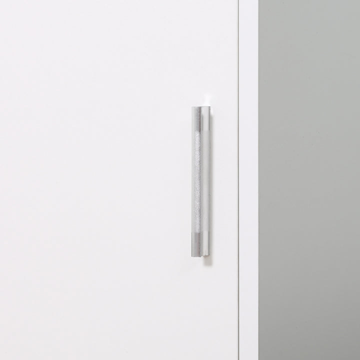 Tall Bathroom Cabinet with Mirror and Adjustable Shelf - White