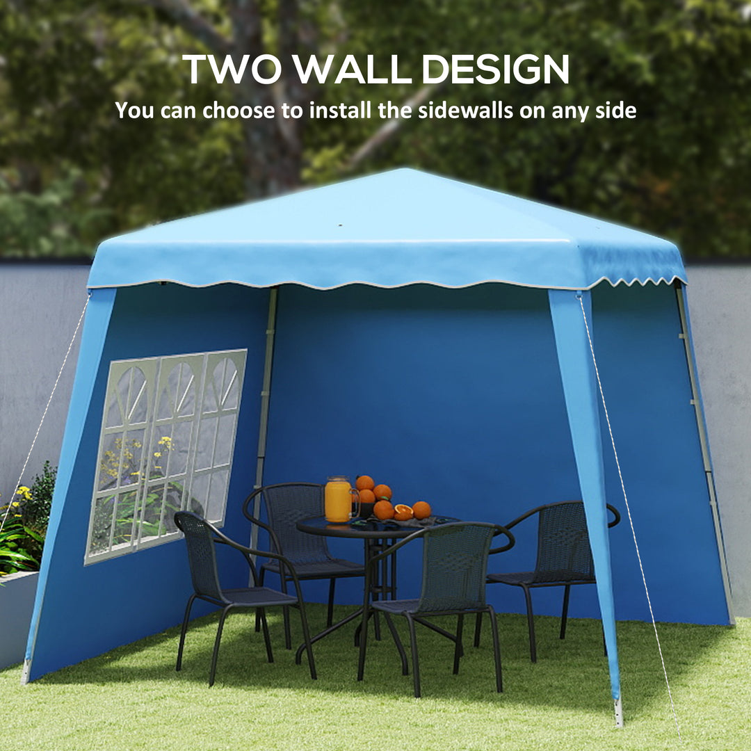 2.4 x 2.4m Two Wall Pop Up Gazebo - Blue