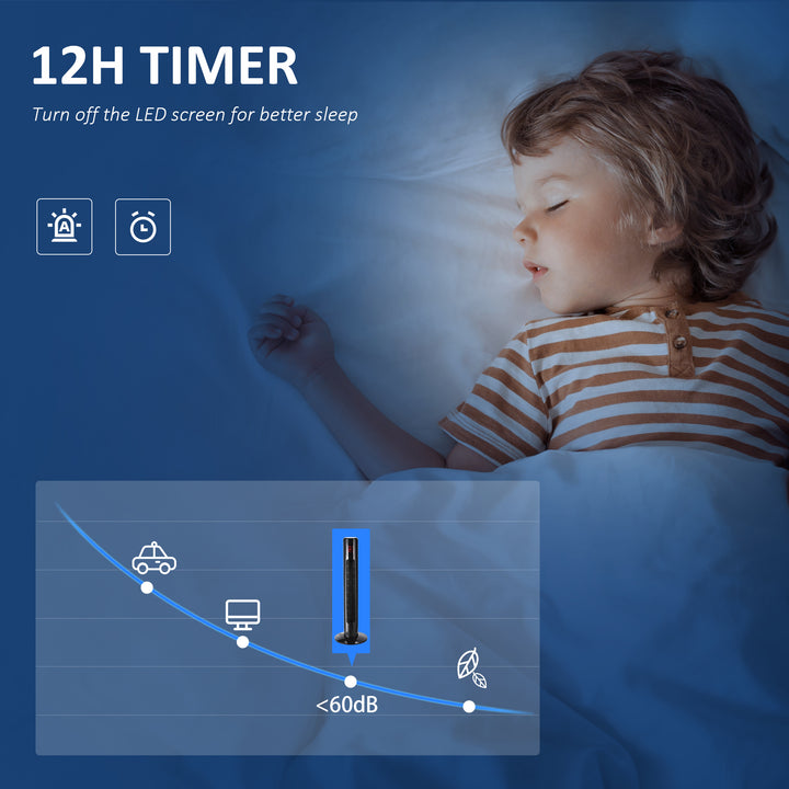 MCL 38'' Freestanding Tower Fan, 3 Speed 3 Mode, 12h Timer, 70 Degree Oscillation, LED Panel, 5M Remote Controller, Black