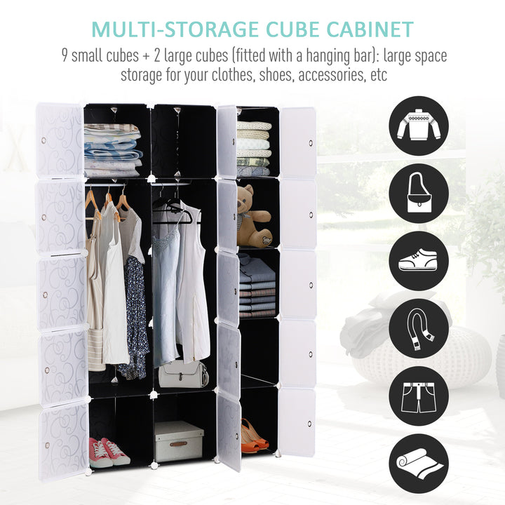 HOMCOM Cube DIY Wardrobe Portable Interlocking Plastic Modular Closet Bedroom Clothes Organiser Storage Cabinet | Aosom UK