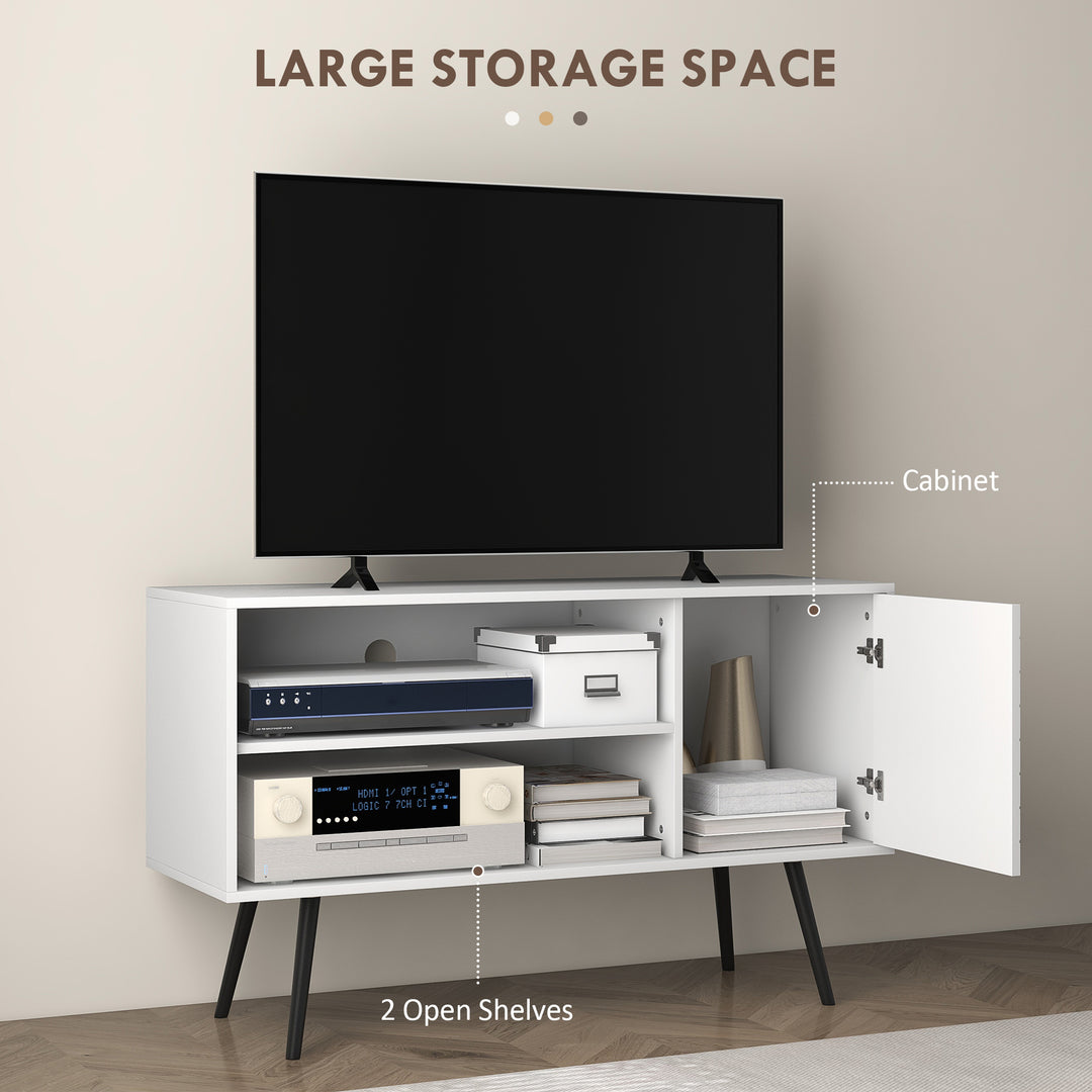Duo Storage TV Unit, with Striped Door - White