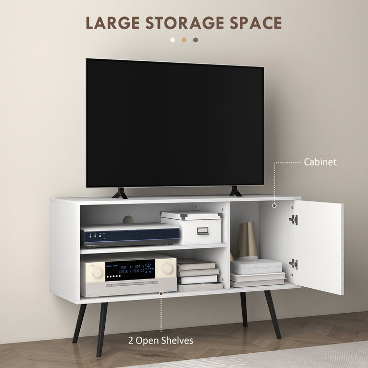 Duo Storage TV Unit, with Striped Door - White