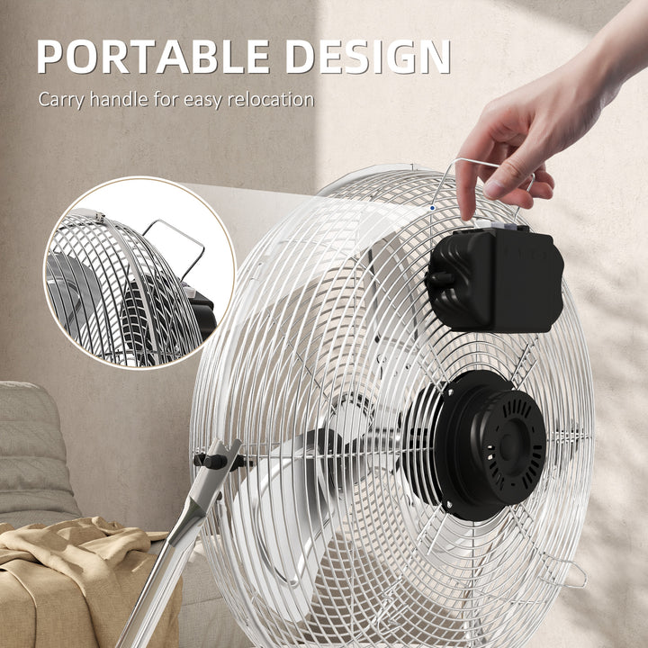 Metal Floor Fan with 3 Speeds & 120° Adjustable Tilt - Silver Tone