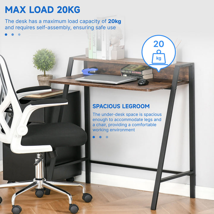 MCL Writing Desk Computer Table Home Office PC Laptop Workstation Storage Shelf 84L x 45W cm Rustic Brown