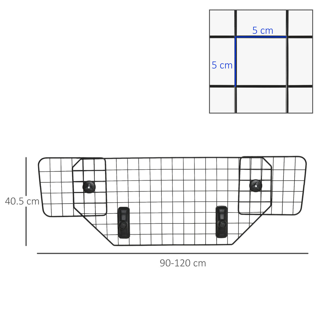 PawHut Dog Guard for Cars Adjustable Boot Barrier Metal Mesh Pet Headrest, 90-120W x 40.5H cm | Aosom UK