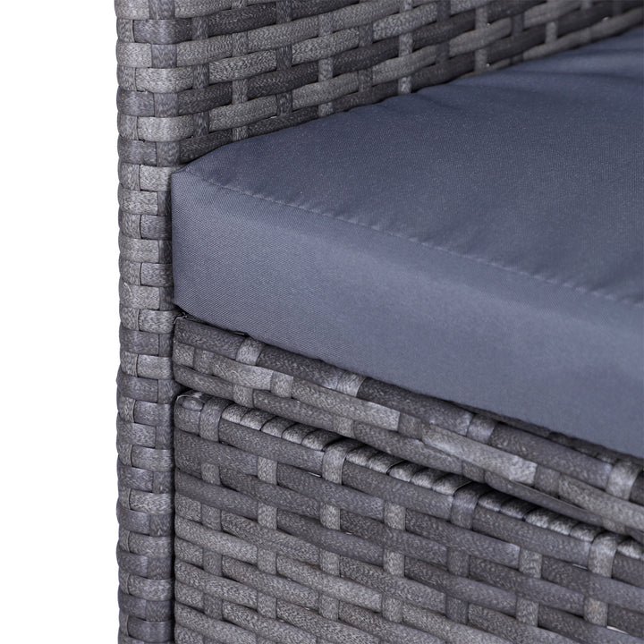 2-Seater PE Rattan Outdoor Garden Bench w/ Centre Table Grey