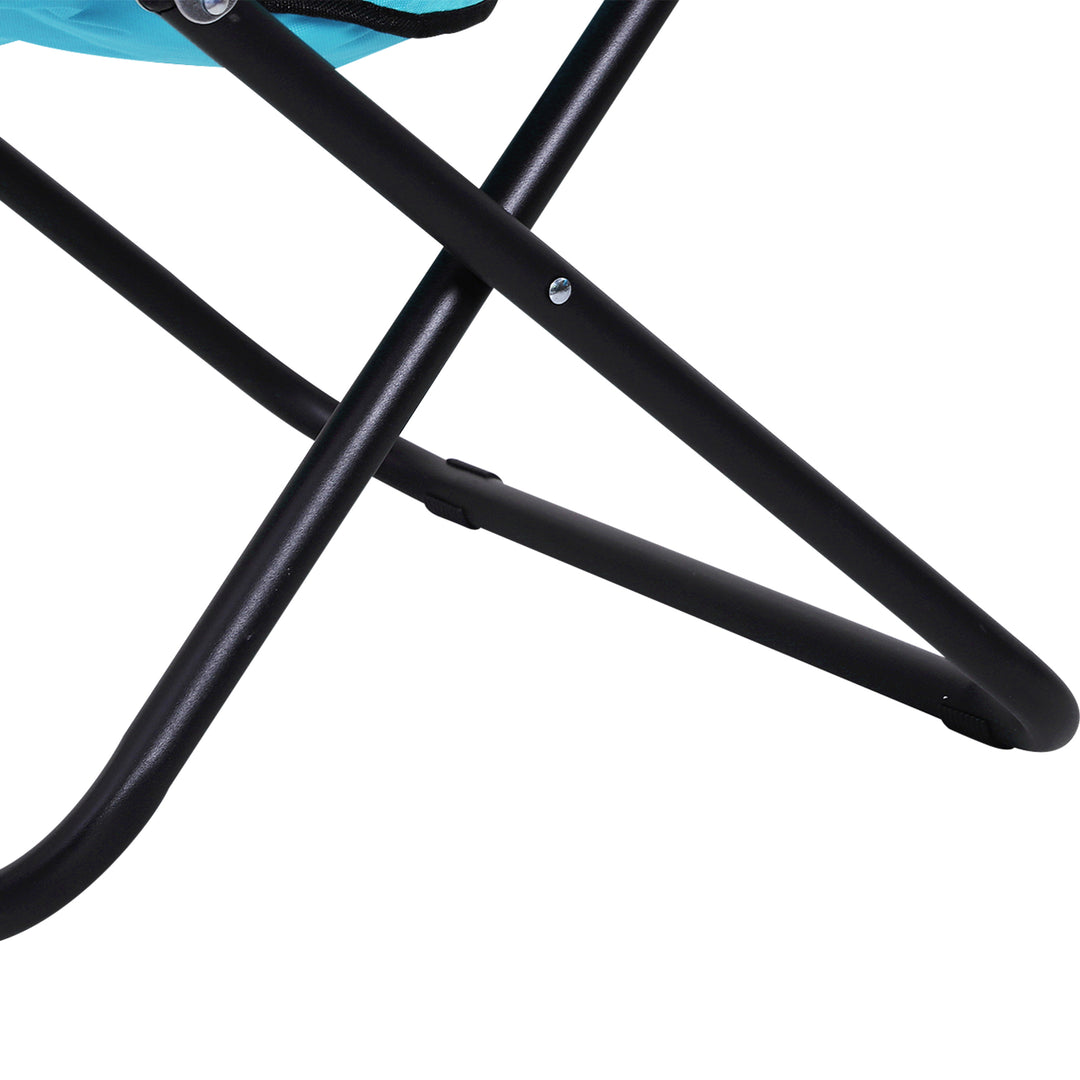 Camping Moon Chair, Portable Folding Camping Chair for Adults with Wide Padded Oxford Seat for Outdoor Camp, Travel, Fishing, Beach, Blue
