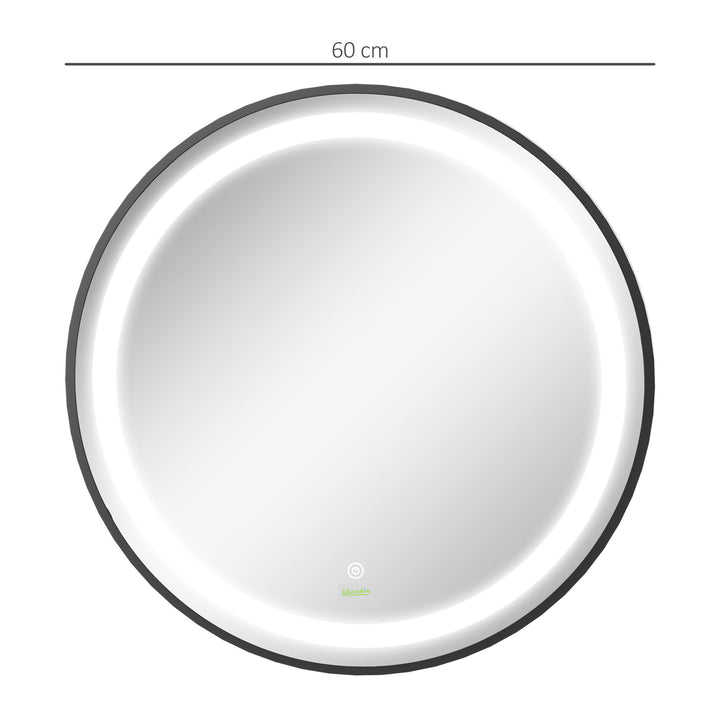 kleankin Luminous Lavatory Mirror: Round, Dimmable LED, Wall-Mounted, 3 Temperature Tones, Memory Function, Hardwired | Aosom UK