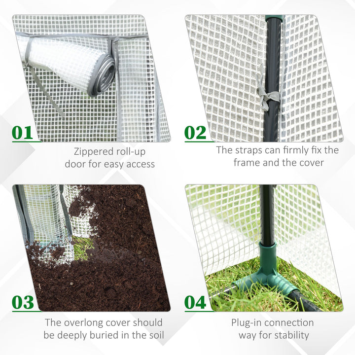 100 x 50 x 150cm Tomato Greenhouse with Roll-up Door, Mini Greenhouse with PE Cover, Outdoor Grow House Small Green House for Yard, Balcony, Garden, White