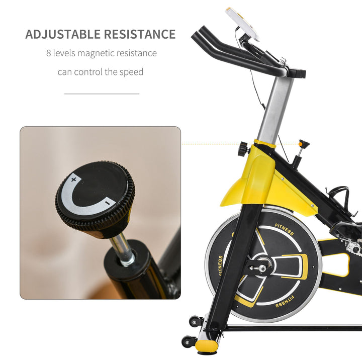 MCL Exercise Bike, with 6kg Flywheel Belt Drive, Adjustable Resistance, LCD Display - Yellow