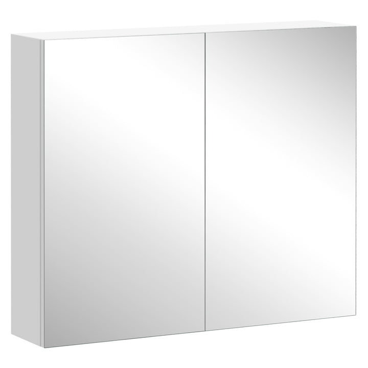 HOMCOM Wall Mounted Bathroom Mirror Cabinet, Double Door Storage Cupboard with Adjustable Shelf, 60H x 70W x 15D cm, White | Aosom UK