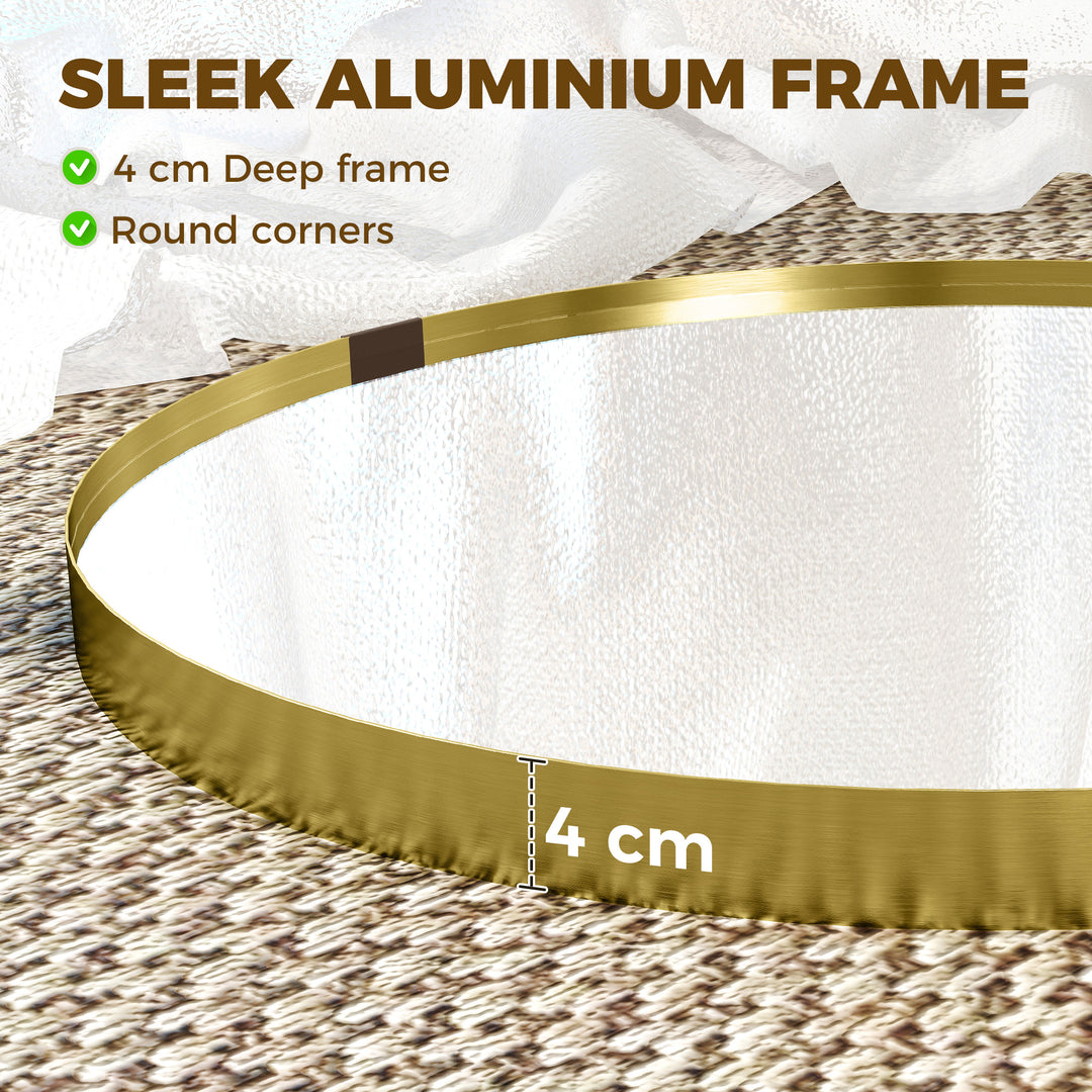 Round Wall Mirror 61 cm, Wall Mounted Bathroom Mirror with Tempered Sa