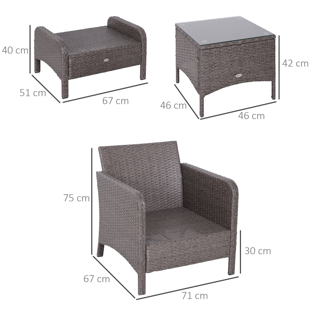 MCL 2-Seater Rattan Furniture Set, Steel Frame-Grey