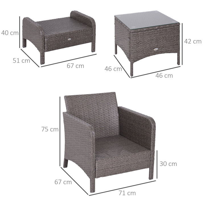 MCL 2-Seater Rattan Furniture Set, Steel Frame-Grey