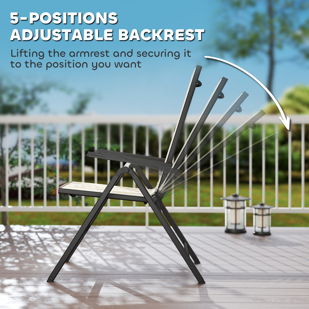 Set of Two Rattan Reclining Garden Chairs - Multicolour