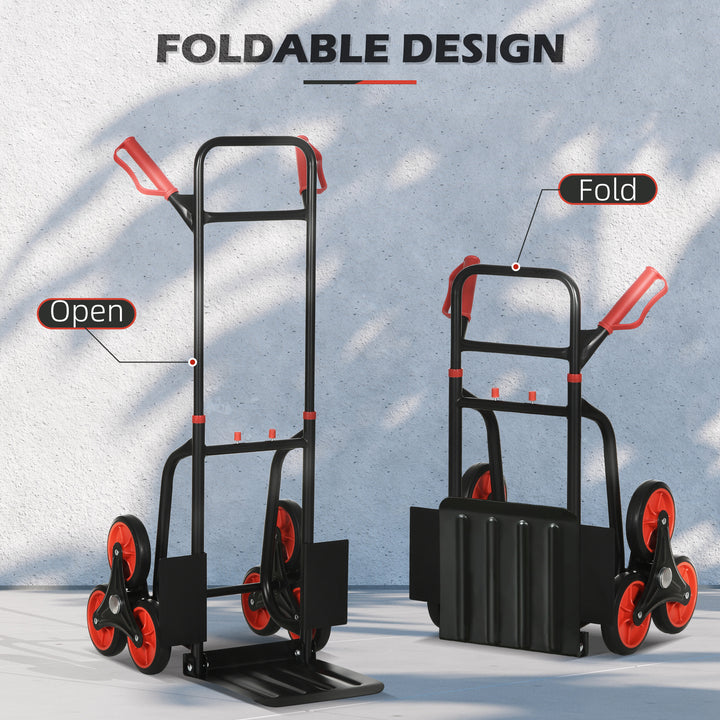 Steel Folding Hand Truck, Heavy Duty Foldable Trolley on Wheels, Multi-Purpose Sack Truck Moving Trolley, 120kg, Red