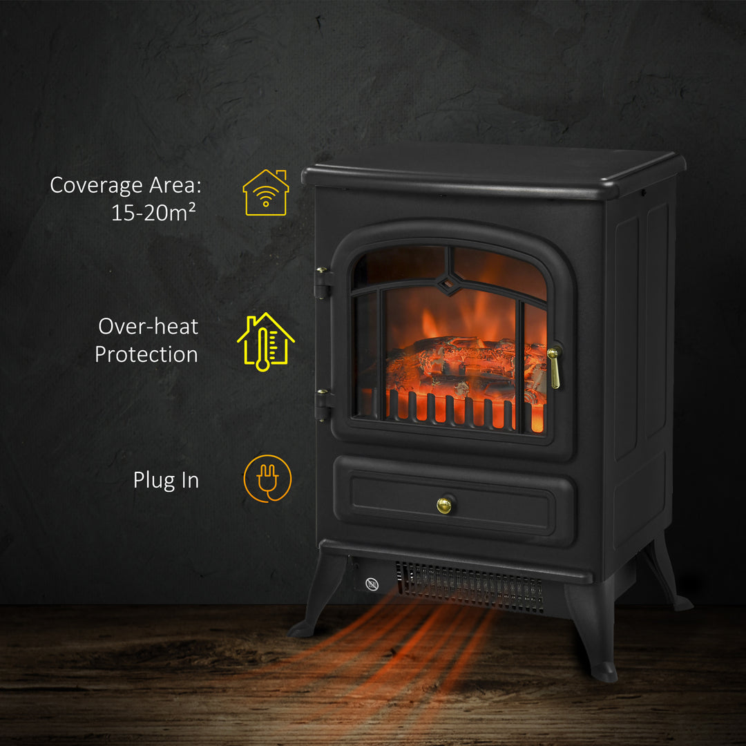 HOMCOM Electric Fire Place 1850W Heater-Black