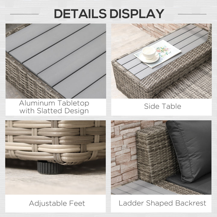 MCL 4 PCs Rattan Garden Furniture Outdoor Sectional Corner Sofa and Coffee Table Set  Conservatory Wicker Weave Furniture with Armrest and Cushions - Light Grey