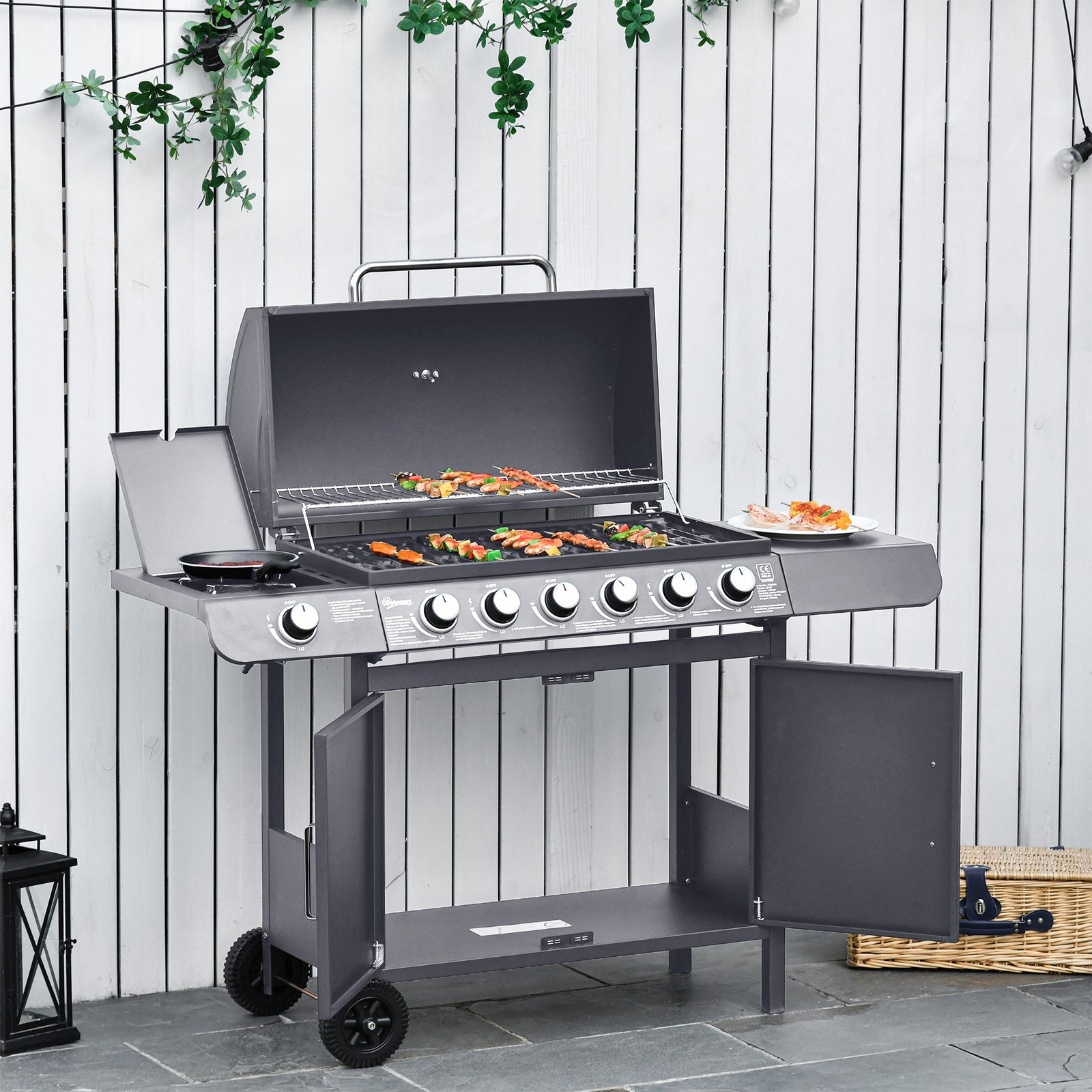 Seven-Burner Gas BBQ Grill - Grey