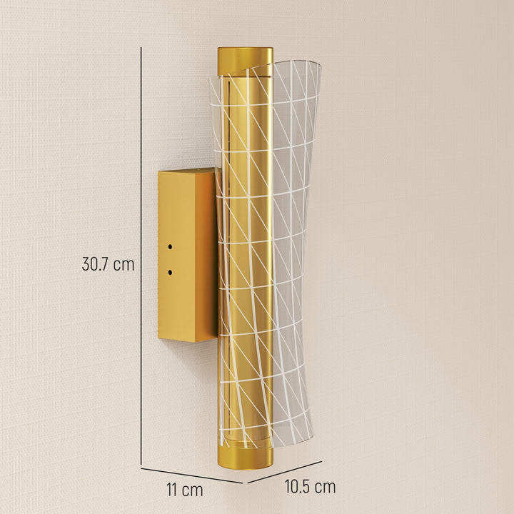 Led Wall Lamp 2 Pack, 9W Modern Indoor Geometric Mesh Wall Light, Colour Temperature Adjustable 3000K/4000K/6500K for Bedroom, Living Room, Hallway, Stairs, Gold Tone
