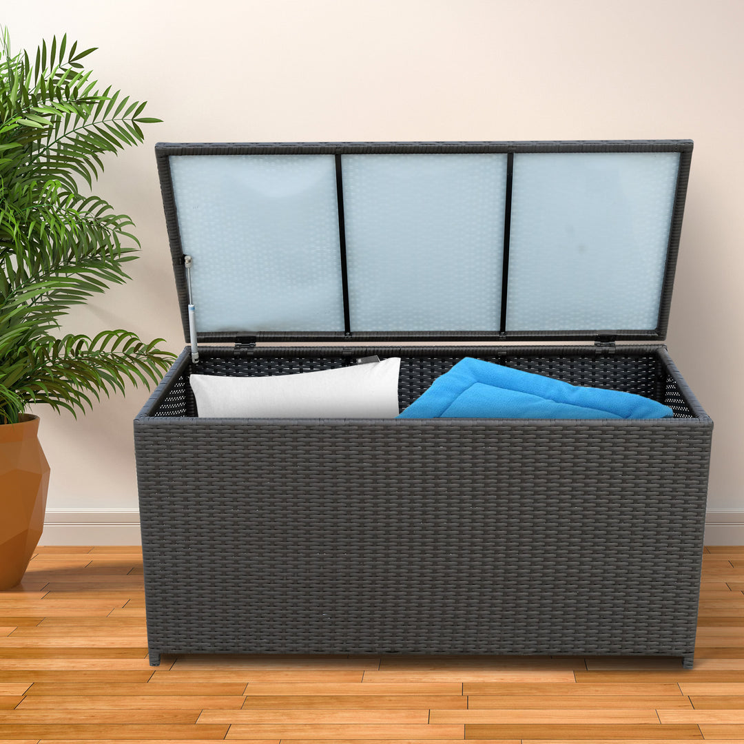 Outsunny Rattan Storage Box Outdoor Indoor Wicker Cabinet Chest Garden Furniture 118 x 54 x 59cm