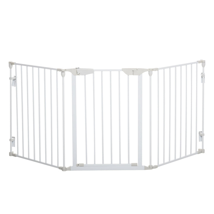 MCL Pet Safety Gate, 3 Panels Playpen Fireplace, Foldable Metal Fence, Stair Barrier, Room Divider, Fire Guard w/ Automatic Closing Door