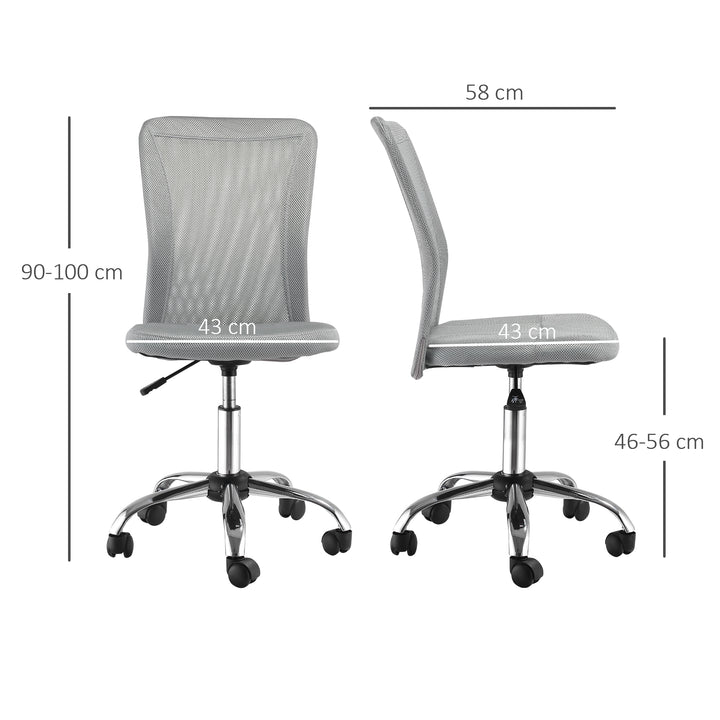 Office Chair, Armless Desk Chair, Adjustable Computer Swivel Chair with Rolling Wheels and Mesh Back for Home Work Study, Grey