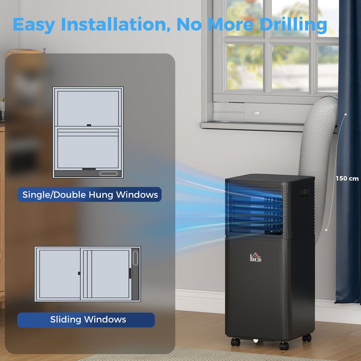 8000 BTU 4-In-1 Portable Air Conditioner Unit Cooling Dehumidifying Ventilating for Room up to 27m², with Fan, Remote, 24H Timer, Window Mount Kit, R290, A Energy Efficiency